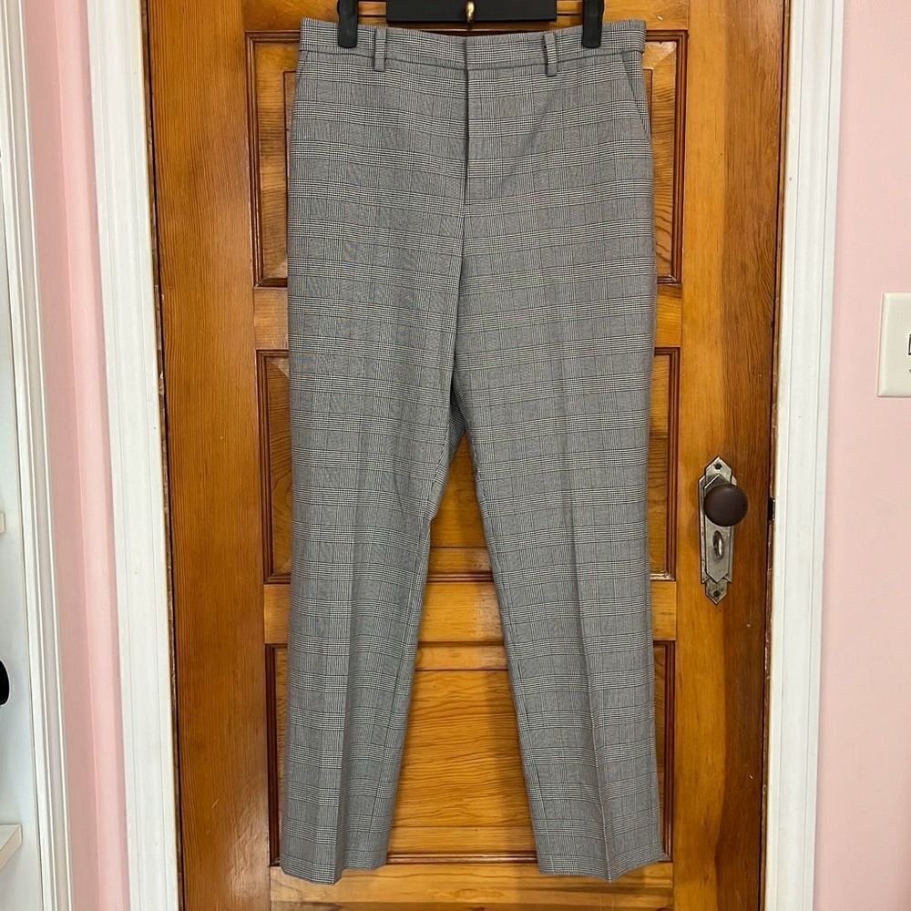 Grey Plaid Pleated Tapered Dress Pants Women’s US 10